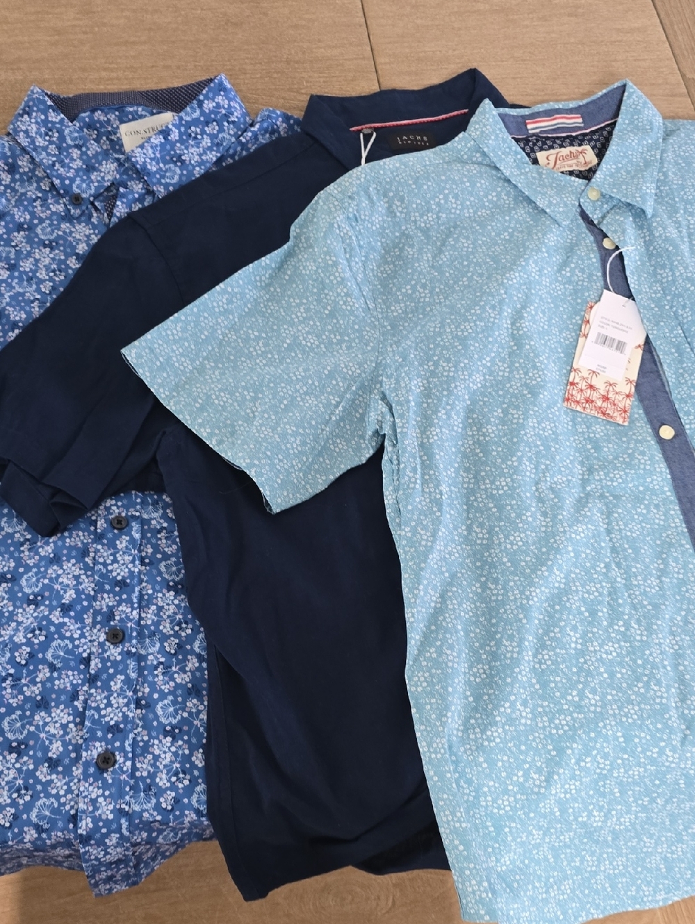 Mens Light Blue Patterned Short-Sleeve Shirts  by Jacks And Construct